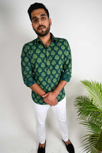 Load image into Gallery viewer, Mud Block Print Floral Bootaa Shirt - Bootaa By Textorium
