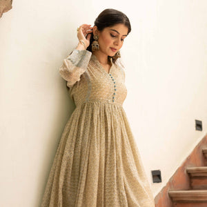 Chanderi Dress With Sequence Work - Bootaa By Textorium