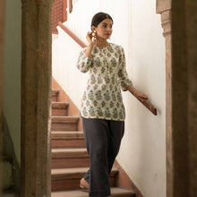Load image into Gallery viewer, Block Printed Chanderi Top With Pants - Bootaa By Textorium
