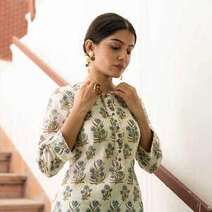 Block Printed Chanderi Top With Pants - Bootaa By Textorium