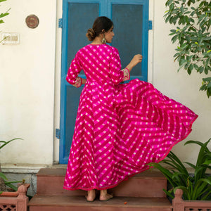 Lehariya Silk Dress With Gota Work - Bootaa By Textorium