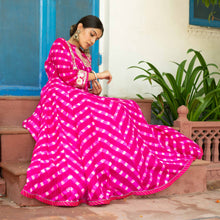 Load image into Gallery viewer, Lehariya Silk Dress With Gota Work - Bootaa By Textorium
