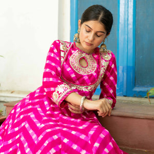 Lehariya Silk Dress With Gota Work - Bootaa By Textorium