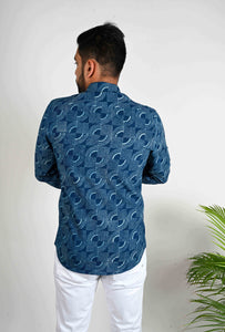 Indigo Abstract Print Shirt - Bootaa By Textorium
