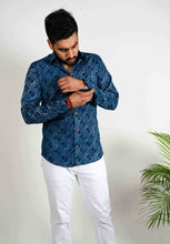 Load image into Gallery viewer, Indigo Abstract Print Shirt - Bootaa By Textorium
